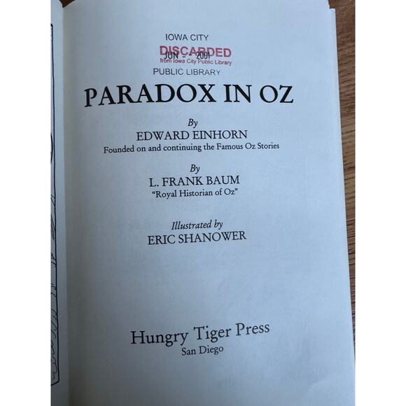 Paradox in Oz by Edward A. Einhorn (2000, Hardcover) Library Book - Picture 5 of 9
